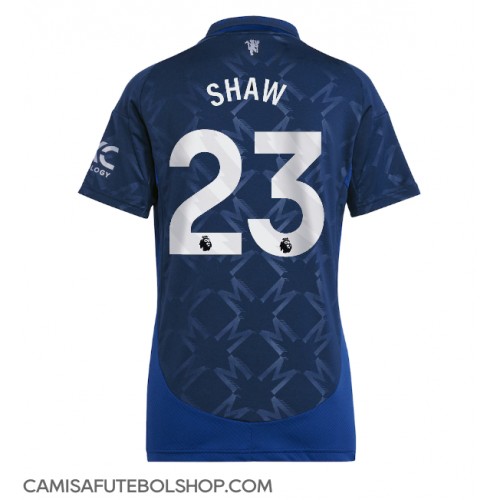 Camisa de time de futebol Manchester United Luke Shaw #23 Replicas 2º Equipamento Feminina 2024-25 Manga Curta